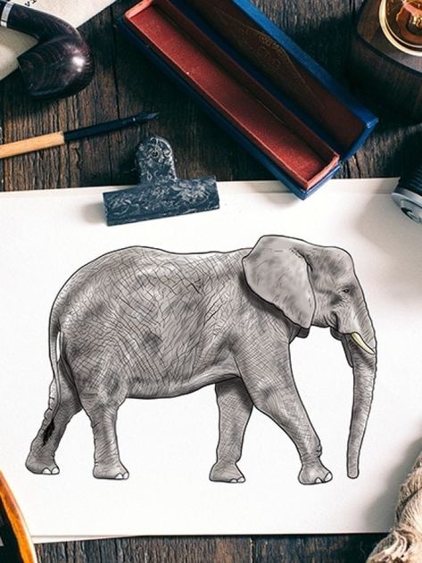 Elephant Drawing Tutorial - How to Draw an Elephant - artincontext.org Elephant Drawing Realistic Art, Elephant Drawing Realistic, Elephant Sketches, Easy Elephant Drawing, Draw An Elephant, Elephant Sketch, Hard Drawings, Marker Illustration, How To Draw Ears