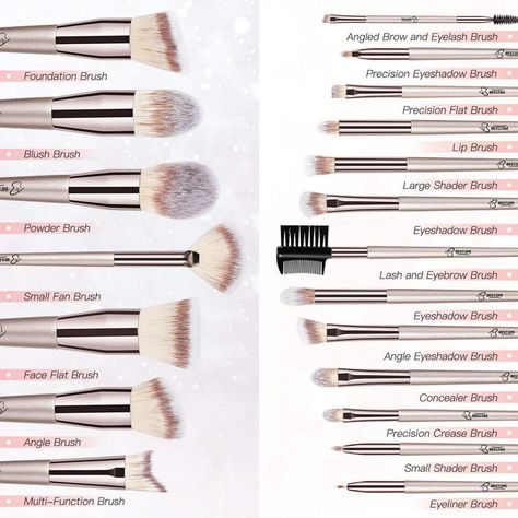 USTAR Makeup Brushes Set 20 PCs Premium Synthetic Contour Concealers Brush Foundation Brushes Powder Eye Shadows Makeup Brushes with Champagne Gold Conical Handle - Walmart.com Makeup Foundation Brush, Makeup Lovers, Makeup Brushes Set, Concealer Makeup, Makeup Beginners, Makeup Needs, Makeup To Buy, Foundation Powder, Eye Concealer