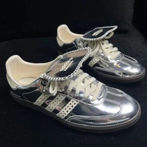 Women Size 6.5 Brand New No Box Silver Sambas Adidas, Silver Sambas, Chrome Sneakers, Sambas Pins, Silver New Balance Lace-up Sneakers, Sambas X Wales Bonner, Sambas Wales Bonner, Wales Bonner Samba Silver, Wales Bonner Adidas Samba