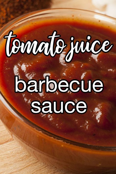 Tomato Juice BBQ Sauce - This tasty barbecue sauce uses tomato juice as the base ingredient. The result is a fresher, less smoky tomato flavor. | CDKitchen.com What To Make With Tomato Juice, Tomato Based Sauces, Recipes Using Tomato Juice, Barbque Sauce, Homemade Barbeque Sauce, Tomato Juice Recipes, Vinegar Bbq Sauce, Tomato Paste Recipe, Canned Tomato Juice