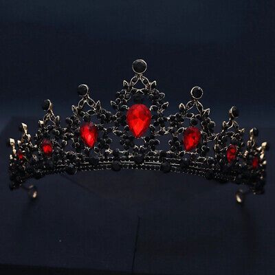 Red And Silver Crown, Black And Red Gothic Wedding Theme, Sweet 16 Decorations Red And Black, Red And Black Sweet 16 Dresses, Red And Black Tiara, Black And Red Accessories, Red Black And Gold Wedding Theme, Dark Red Crown, Goth Tiara