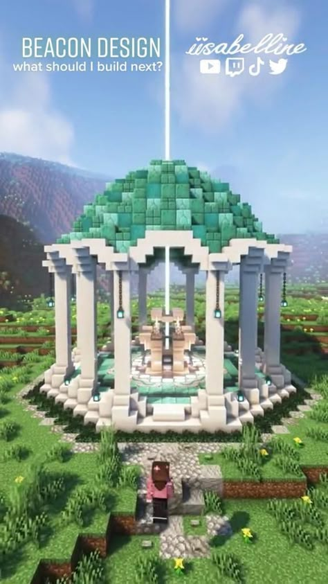 Beacon Build Ideas Minecraft, Minecraft Palace Tutorial, Atlantis Minecraft Build, Minecraft Floating Crystal, Minecraft Big Fountain, Beacon Designs Minecraft, Underwater Castle Minecraft, Mermaid Castle Minecraft, Underwater City Minecraft