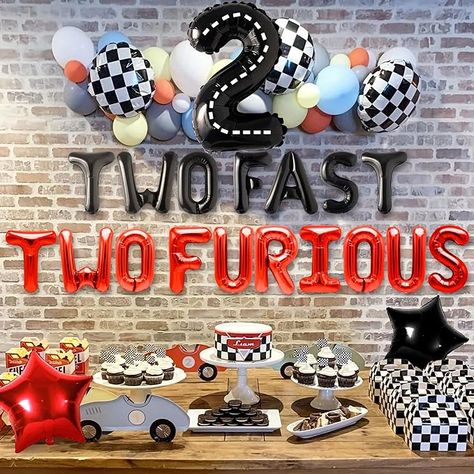 Two Fast Two Furious Birthday, Fast Birthday Decorations, Fast And Furious Birthday, Two Fast Party, Two Fast Two Furious, 2 Fast 2 Furious, Fast 2 Furious, Two Fast Birthday, 2nd Birthday Party For Boys