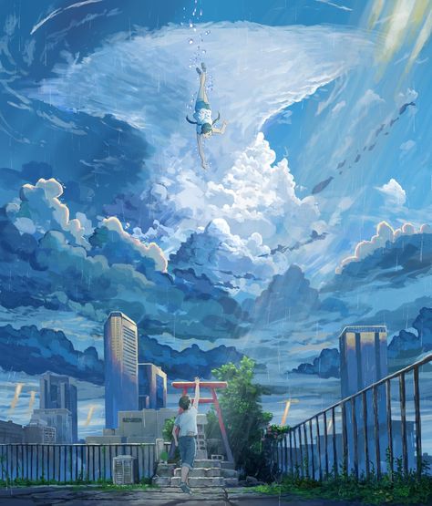 I want you more than any blue sky :) Makoto Shinkai Movies, Anime Backgrounds Wallpapers, 판타지 아트, Anime Scenery Wallpaper, Anime Inspired, Scenery Wallpaper, All Anime, Anime Background, Anime Scenery