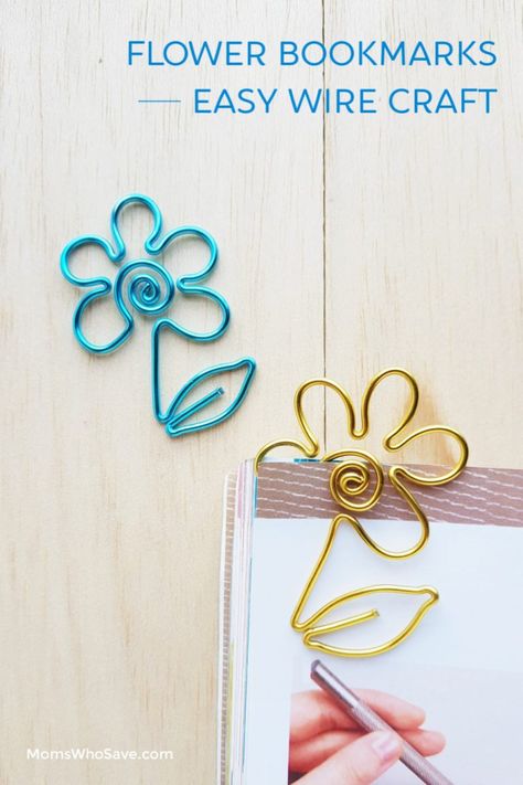 Flower Bookmarks — An Easy Aluminum Wire Craft | MomsWhoSave.com  #crafting #books #gifts #bookmarks #crafts Aluminum Wire Crafts, Wire Bookmarks, Easy Holidays Crafts, Beaded Bookmarks, Flower Bookmark, Wire Flowers, Handmade Wire Wrapped, Ribbon Bookmarks, Simple Holidays