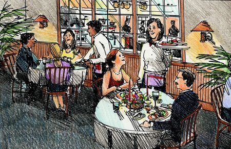 111210 Blog-01 Restaurant Sketch, Composition Drawing, Photo Prompts, Scene Drawing, Bar Scene, Scene Image, Scene Art, Cute Clipart, Sketch Painting