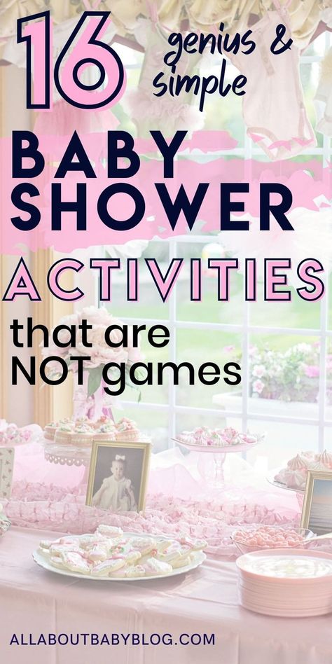 Cute Baby Shower Activities, Basic Baby Shower Ideas, Baby Shower Simple Games, Baby Shower Without Games, Baby Shower Ideas Activities, Baby Shower List To Buy, Baby Shower Non Game Ideas, Non Traditional Baby Shower Activities, Baby Sprinkle Game Ideas