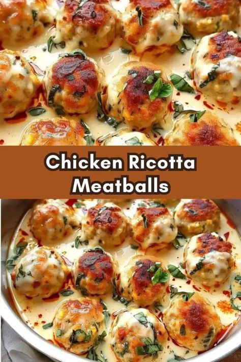 Baked Chicken Ricotta Meatballs Ricotta Cheese Meatballs, Lemon Ricotta Chicken Meatballs, Meatballs With Ricotta Cheese, Ricotta Cheese Meatball Recipes, Ricotta Chicken Meatballs, Creamy Parmesan Chicken Meatballs, Lemon Chicken Ricotta Meatballs, Ground Chicken Meatballs Baked, Chicken Lemon Ricotta Meatballs With Orzo