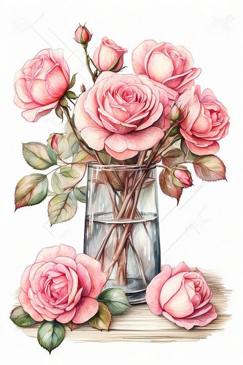 Pencil Drawings Of Flowers, Artsy Background, Romantic Paintings, Vintage Flower Prints, Floral Moon, Floral Rosa, Floral Drawing, Pretty Drawings, Flowers Art