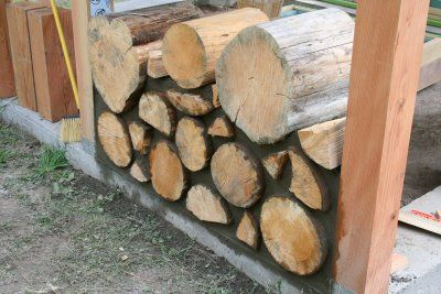 My Cordwood Greenhouse-Garden: September 2008 Cordwood Greenhouse, Cordwood Construction, Greenhouse Garden, Forest Garden, Greenhouse Gardening, Wood Ideas, Little Houses, Outdoor Projects, Glamping