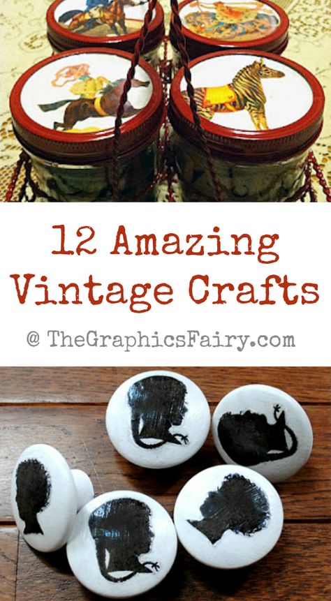 12 Amazing Vintage Crafts! Victorian Crafts Diy, Vintage Craft Ideas, Bucket Crafts, Victorian Crafts, Diy Crafts Vintage, Victorian Corset, Diy Vintage Decor, The Graphics Fairy, Graphics Fairy