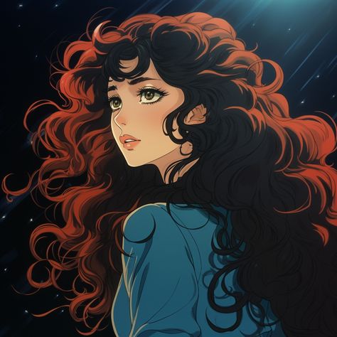 beautiful woman with long curly hair 1980s anime style #beautiful #woman #1980s #anime #avatar 1980s Anime, Anime Curly Hair, Pdp Anime, Anime Avatar, Hair Illustration, 90s Anime, Digital Art Anime, Ethereal Art, Cartoon Profile Pics