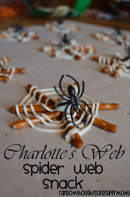 Charlotte’s Web Spider Snacks · Edible Crafts Spider Snacks, Charlottes Web Activities, Charlotte's Web Book, Charlotte’s Web, Web Spider, Farm Unit, Charlotte's Web, Preschool Snacks, Edible Crafts