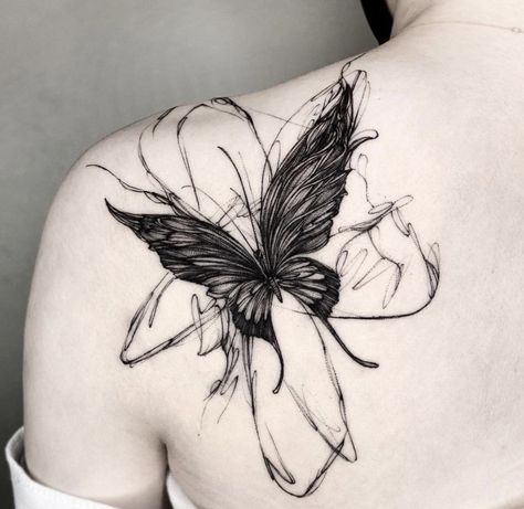 Butterfly Burning Tattoo, Sharpie Tattoos, Scary Tattoos, Stylist Tattoos, Tattoo Style Drawings, Home Tattoo, Discreet Tattoos, Black Ink Tattoos, Elegant Tattoos