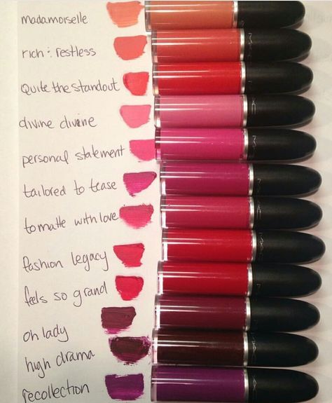 Nadyaa MK Blog: NEW: MAC COSMETICS - RETRO MATTE LIQUID LIPSTICK Mac Retro Matte Liquid Lipstick, Mac Liquid Lipstick, Maquillage Kylie Jenner, Liquid Lipstick Swatches, Mac Lipstick Swatches, Mac Lipstick Shades, Lip Sticks, Lip Colours, Mac Retro Matte