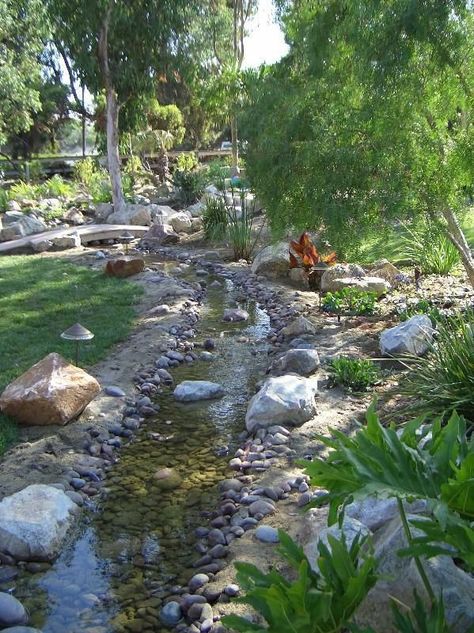 80 Foot Concrete Stream | Garden Pond Forums Garden Stream Ideas, Stream Garden, Backyard Stream, Stream Ideas, Garden Stream, Patio Pond, Taman Air, Garden Pond Design, Backyard Water Feature