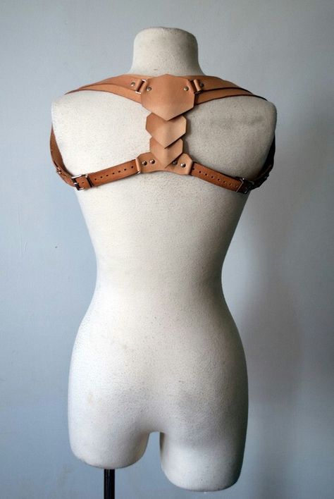 Commissioned leather posture brace by izziecolpitts.com 1920's Party, Posture Brace, Design Challenges, Braces, Daily Wear, Necklaces, Leather, Clothes