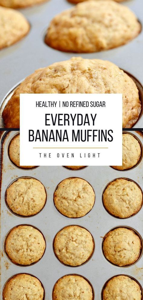 Banana Muffins with No Refined Sugar for Everyday | The Oven Light Breakfast | Everyday Banana Muffins, Healthy Everyday Breakfast, Healthy Light Breakfast, Muffins Homemade, Everyday Breakfast, Muffins Banana, Healthy Banana Muffins, Banana Muffin, Muffins Healthy