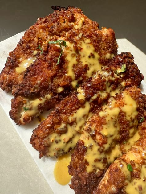 Pretzel Crusted Honey Mustard Chicken Hot Honey Mustard Sauce, Sammy Montgoms, Hot Honey Mustard, Pretzel Chicken, Pretzel Crusted Chicken, Mustard Pretzels, Honey Mustard Pretzels, Frying Chicken, Mustard Chicken Recipes