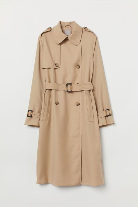 H&m Coats Women, H&m White Coat, Hm Trench Coat, H&m Trench Coat, Elegant Beige Outerwear By H&m, Chic Beige Dresses By H&m, Brown Trench Coat, Wool Trench Coat, Plain Outfits