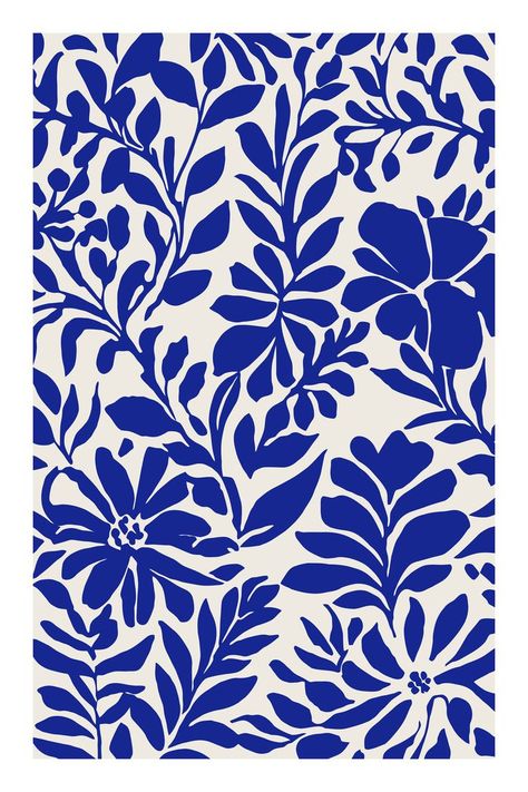 Monochrome Floral Pattern, Indigo Plant, Poster Nature, Indigo Floral, Monochrome Art, Nature Inspired Decor, Nature Posters, Painting Blue, Plant Pattern