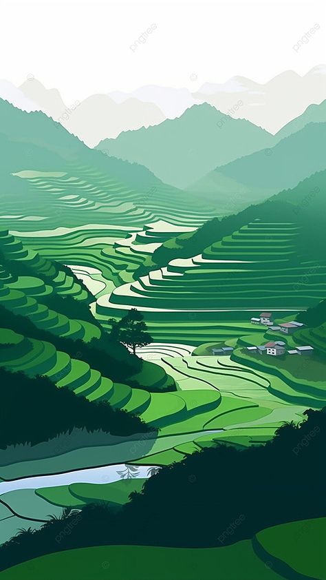 Qingming Terraced Fields Background Vietnam Wallpaper, Vietnam Art Design, Diy Mirror Wall Decor, Road Poster, Vietnam Painting, Diy Mirror Wall, Baby Diary, Vietnam Art, Field Landscape