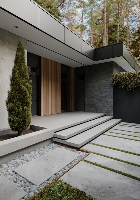 BIANCO part_1 on Behance Contemporary House Exterior, Modern Entrance, Home Decor Aesthetic, Aesthetic Home Decor, Architecture Model House, Entrance Design, Home Aesthetic, Home Building Design, Entry Way