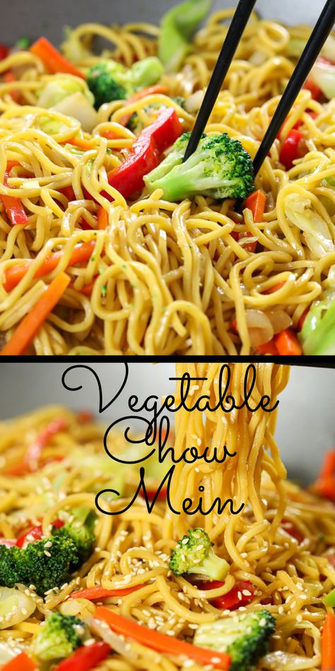 Easy Vegetable Chow Mein, Asian Vegetable Noodles, Vegetables Chow Mein Recipe, Chow Mein Stir Fry Noodles, Chow Mein Vegetarian, Vegetable Rice Noodles, Chow Mein Sauce Easy, Chinese Vegetable Noodle Recipes, Veggie Chow Mein Stir Fry