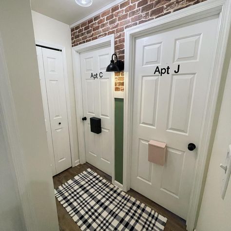 Kids Apartment Door, Kids Apartment Bedroom Door, Bedroom Doors Look Like Apartment, Kids Bedroom Apartment Doors, Bedroom Door Apartment Look, Bedroom Doorway Decor, Bedroom With Door To Outside, Cute Bedroom Door Ideas, Kids Bedroom Door Ideas