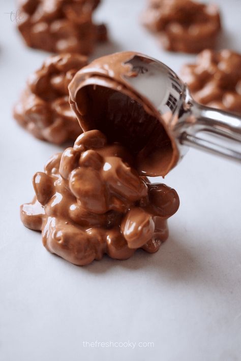 Crockpot Peanut Clusters Crock Pot Candy, Crock Pot Peanut Clusters Recipe, Crockpot Peanut Clusters, Peanut Clusters Recipe, Easy Sausage Balls Recipes, Dump And Go Crockpot, Peanut Clusters In Crockpot, Crockpot Candy Recipes, Slow Cooker Candy