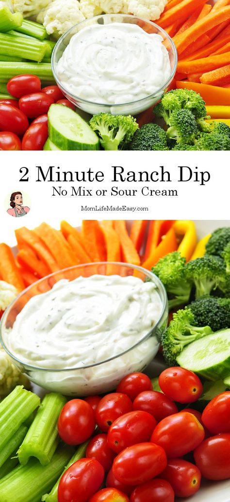 Creamy Ranch Dressing, Vegetable Dip, Ways To Eat Healthy, Vegan Dip, Ranch Dip, Quick Appetizers, Veggie Dip, Idee Pasto Sano, Low Fat Recipes