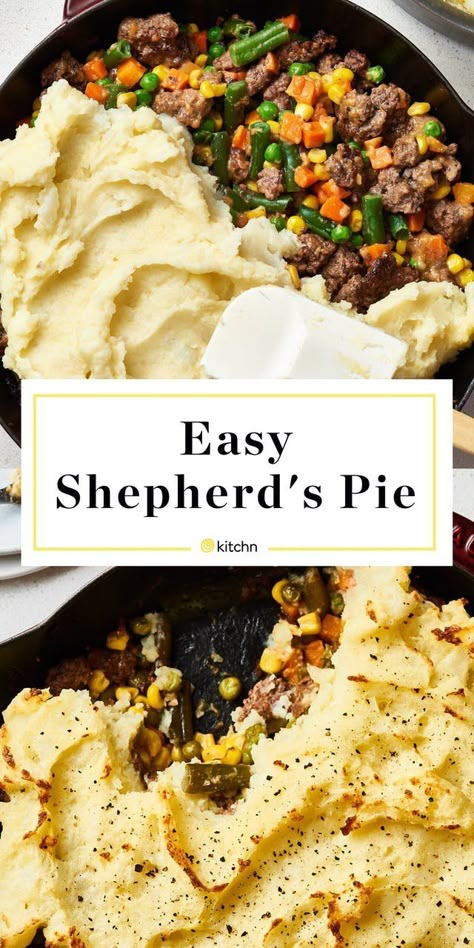 Easy Shepherds Pie, Shepherd's Pie Recipe, Cold Weather Food, Shepherds Pie Recipe, Diner Recept, One Skillet, Butter Milk, Shepherd's Pie, Ground Beef Recipes For Dinner