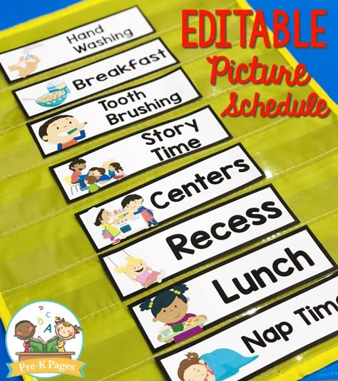 Class Schedule Preschool, Prek Schedule Cards Free, Visual Picture Schedule, Preschool Visual Schedule Ideas, Prek Visual Daily Schedule, Kindergarten Daily Schedule Template, Preschool Class Schedule Printable, Pre-k Visual Schedule, Picture Schedule For Kindergarten