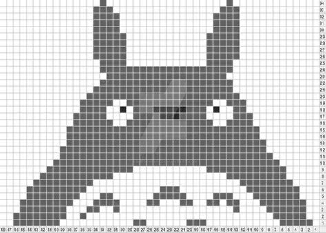 Totoro Chart by ashesonfire on DeviantArt Totoro Cross Stitch, Totoro Pattern, Make A Scarf, Fair Isle Chart, My Rules, Pixel Pattern, Knitted Wit, T Love, Crochet Cross