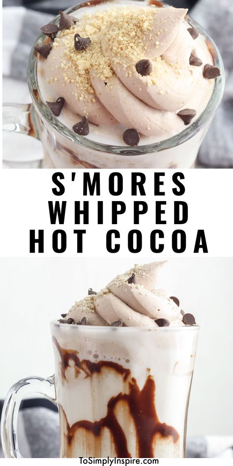 Hot Chocolate Flavor Ideas, Fun Hot Cocoa Ideas, Coffee Marshmallow Recipe, Whipped Drink Recipe, Easy Dessert Drinks, Things To Add To Hot Chocolate, Diy Hot Cocoa Cups, Whipped Cream Snacks, Hot Chocolate Float