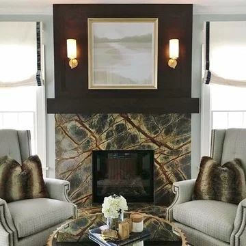 Rainforest Green Marble - Photos & Ideas | Houzz Green Marble Fireplace, Rainforest Green Marble, Moody Living Room, Marble Pictures, Marble Fireplace, Brown Marble, Green Marble, Pictures Ideas, Photos Ideas