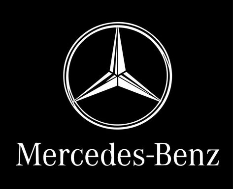 Mercedes Benz Brand Logo Symbol White With Name Design german Car Automobile Vector Illustration With Black Background Benz Logo, Mercedes Logo, Logo Symbol, Mercedes Benz Logo, Cityscape Photos, German Cars, Name Design, Business Travel, Black Background