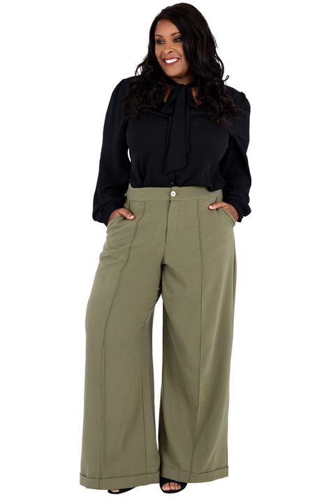 Office Outfits Women Plus Size, Plus Size Business Attire, Plus Size Professional, Slacks Outfit, Plus Size Wide Leg Pants, Women Unite, Wide Leg Pants Outfit, Womens Wide Leg Pants, Plus Size Pants