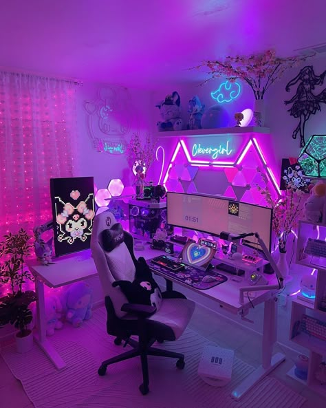 happy weekend💜✨ sneak peek at some new upgrades on my setup, can you spot it?☁️✨ my weekend will be gaming, creating content and editing🤍 ⋆..𖥔 ݁ ˖*:･༄ don’t forget to follow for more tech | gaming | desk setup inspo | theme setups | kuromi | sanrio | star wars | futuristic content and more…. ପ૮๑ᵔ ᵕ ᵔ๑ აଓ #kuromi #kuromicore #setupinspiration #kuromifytheworld #sanrio #hyte #kuromisetup #technisport #kpop #battlestation #kuromiaesthetic #gaminggear #gamingpc #sanriolove #gamingcommunity #... Gaming Desk Setup, Kuromi Sanrio, Spot It, Gaming Room Setup, Creating Content, Room Idea, Gaming Desk, Gaming Room, Room Setup