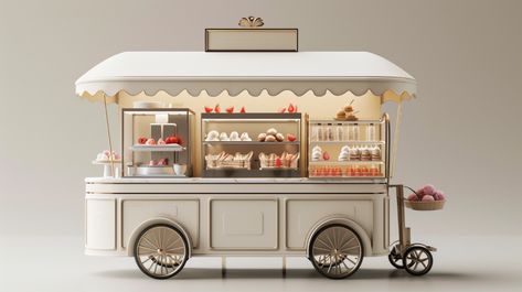 Midjourney Feed Bakery Kiosk Design, Bakery Booth Display, Ice Cream Booth, Bakery Food Truck, Food Truck Bakery, Coffee Booth, Food Trolley, Office Reception Design, Cake Stall