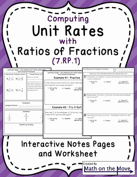 Ratios and Rates Worksheet Unique Unit 3 Proportional Reasoning with Ratios and Rates – Chessmuseum Template Library Math Instructional Strategies, Math Examples, 7th Grade Math Worksheets, Math Rti, Fraction Practice, Relationship Worksheets, Fraction Word Problems, Unit Rate, Interactive Notes