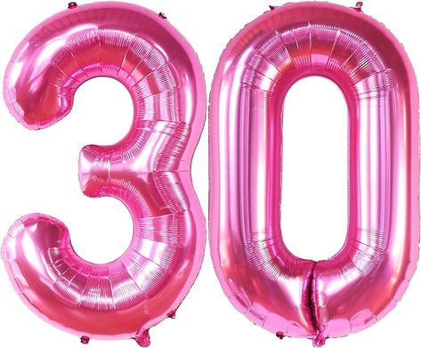 Amazon.com: KatchOn, Hot Pink 30 Balloon Numbers - 40 Inch | Number 30 Balloons for Hot Pink 30th Birthday Decorations for Women | Hot Pink 30th Birthday Balloons for 30 Flirty and Thriving Birthday Decorations : Toys & Games 30th Birthday Decorations For Women, Pink 30th Birthday, 30 Flirty And Thriving, Pink Birthday Decorations, 30th Birthday Balloons, Number Balloons Birthday, Hot Pink Birthday, Birthday Decorations For Women, Balloon Numbers