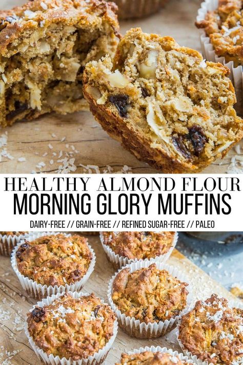 Banana Morning Glory Muffins, Healthy Coconut Muffins, Gluten Free Morning Glory Muffins Almond Flour, Almond Flour Breakfast Bread, Grain Free Apple Muffins, Low Carb Morning Glory Muffins, Almond Flour Apple Recipes, Almond Flour Carrot Muffins, Keto Morning Glory Muffins