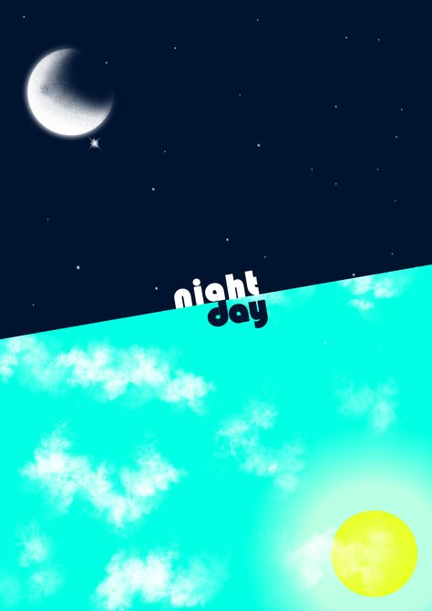 Day and Night poster #Day #sun #moon #night #graphic #design #poster #space Night Graphic Design, Poster Space, Moon Night, Graphic Design Poster, Day And Night, Sun Moon, Night Time, Poster Design, Moon