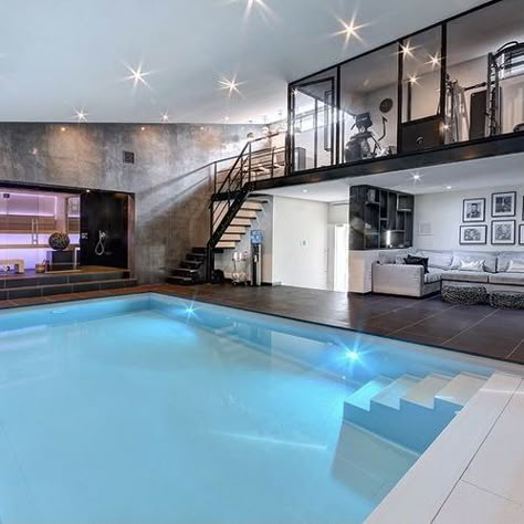 Indoor Pool In House, Luxury Swimming Pools Indoor, Indoor Swimming Pools Home, Indoor Pools In Houses, Home Indoor Pool, Indoor Pool Ideas, Luxury Pools Indoor, Indoor Pool House, Indoor Swimming Pool Design