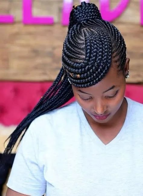 Braids Lines Hairstyles, Lines Hairstyles, Big Cornrow Braids, Fancy Hair Styles, African Hair Style, Braids Rasta, Ghana Weaving Hairstyles, Big Cornrows, Weaving Hairstyles