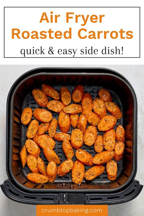 These herb and garlic Air Fryer Carrots are a quick and easy side dish with a simple seasoning and take just 20 minutes from start to finish! Carrots In Air Fryer Recipe, Carrots And Zucchini In Air Fryer, Meal Prep Sides, Air Fried Carrots, Air Fryer Baby Carrots, Air Fryer Side Dishes, Garlic Air Fryer, Air Fryer Carrots, Quick Easy Side Dishes