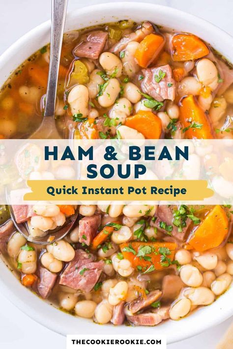 Pressure Cooker Ham, Instant Pot Ham, Chili Recipe Stovetop, Ham Soup Recipes, Ham And Bean, Bean And Bacon Soup, 15 Bean Soup, Bean Soup Recipe, Chili Recipe Crockpot