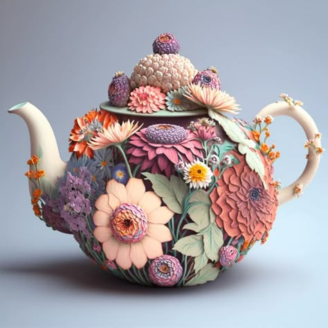 Tea Pot Cover, Tea Pots Art, Teapot Design, Teapots Unique, Pot Cover, Unique Tea, Ceramics Pottery Art, Teapots And Cups, Tea Art