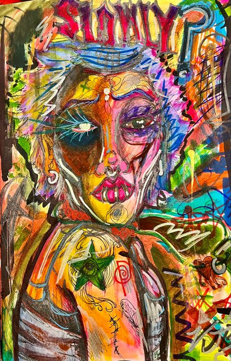 Paint And Marker Art, Drawing Ideas With Paint Markers, Colorful Marker Art, Cool Artists, Paint Marker Art, Eccentric Art, Crazy Art, Trash Art, Art Brut